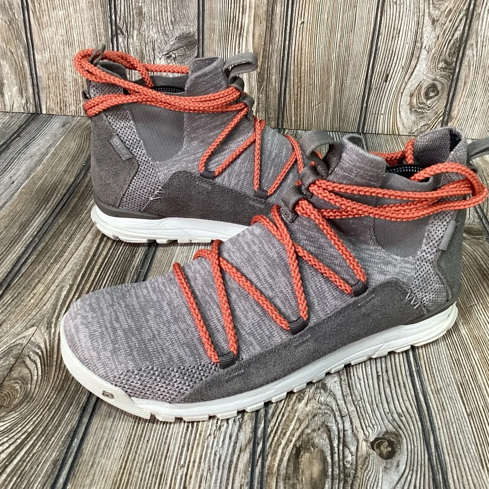 Oboz Womens Lena Mid Hiking Boots Stretch Knit Lace Up Shoes Gray Size 9.5 NEW
